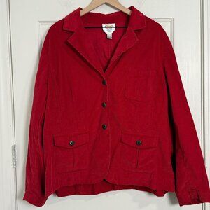 Talbots Corduroy Jacket Womens 22W Red Gilmore Girls Christmas‎ Holiday Winter